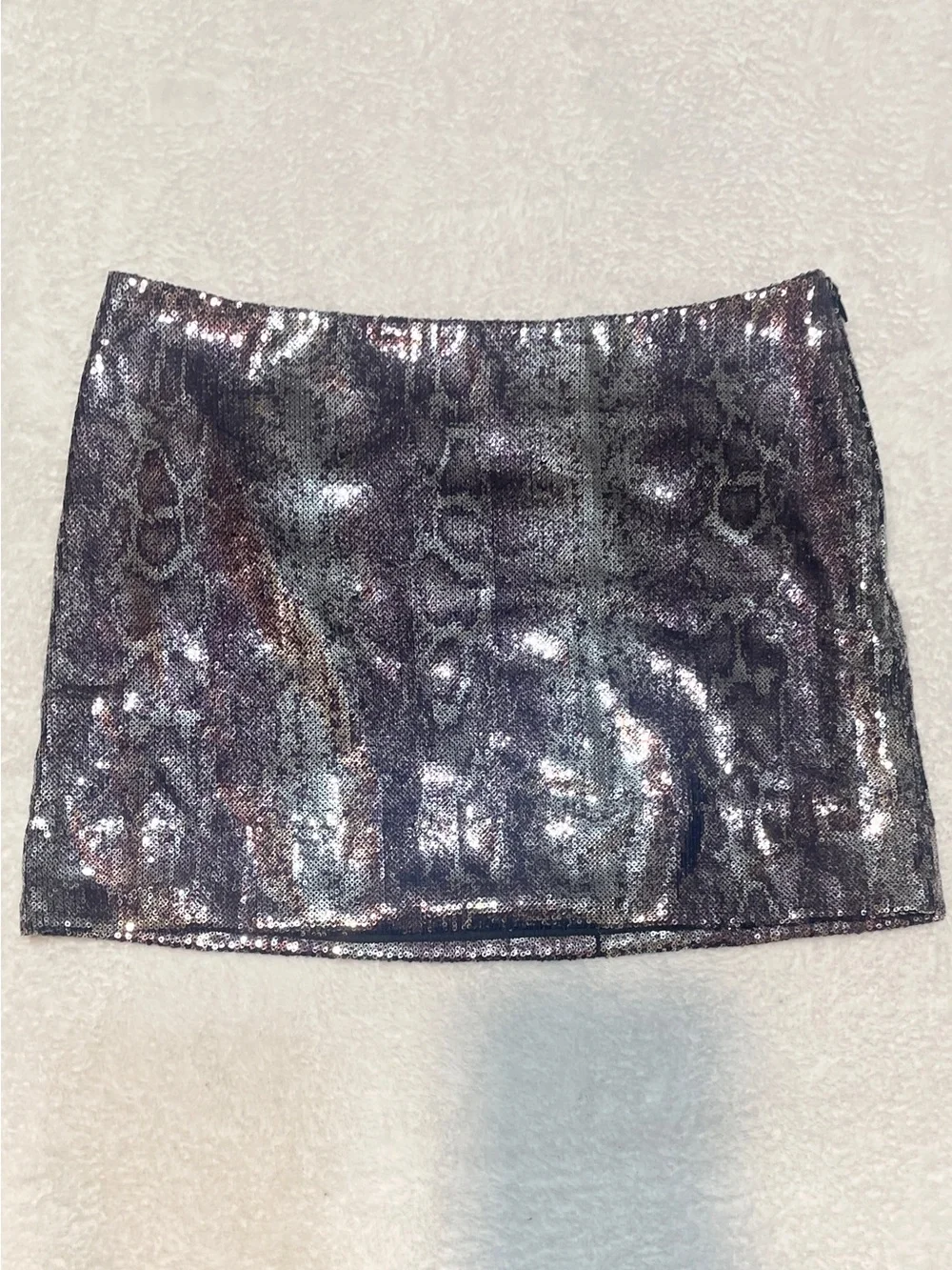 Oh Boy! Snakeskin Print Sequin Party Event Cocktail Mini Skirt Women's Large‎